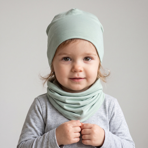229125 Nicol Fular pentru copii 100% Merino verde