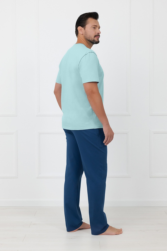 Pijamale bărbați Devon Italian Fashion bumbac pantaloni lungi-turcoaz
