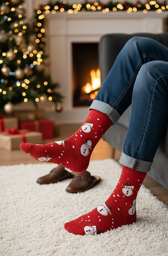 Art.136 Ciorapi barbati de Craciun Steven red 163 – Modele de Craciun, bumbac