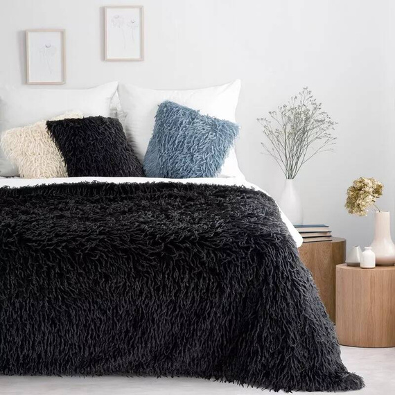 Pătură Adore, shaggy, blană, eurodrape, neagră