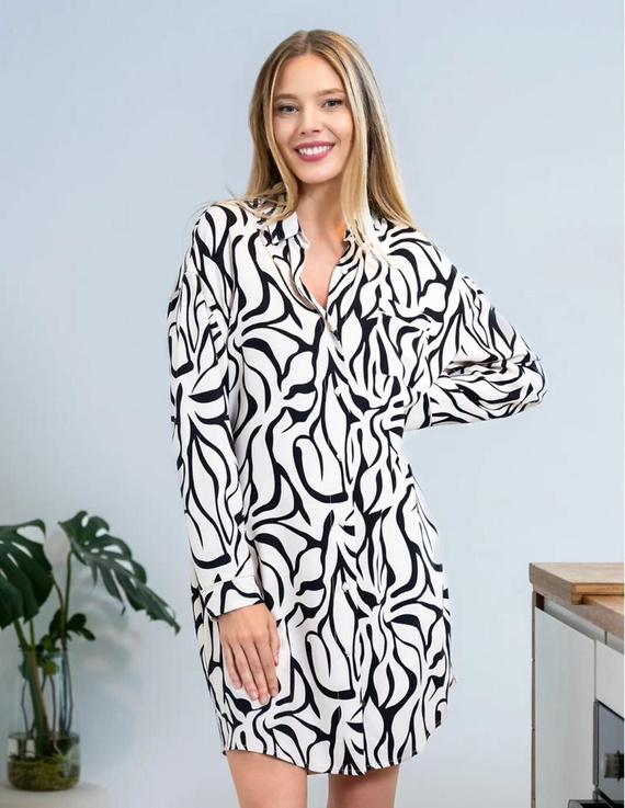 Cămașă de noapte Moraj crem PDK4800-003 – viscoză, mâneci lungi, închidere cu nasturi