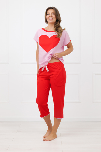 Pijama Sabrina Italian Fashion 100% bumbac – mânecă scurtă, pantaloni 3/4