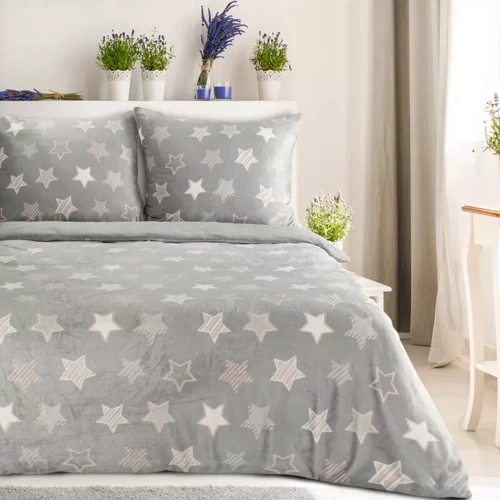 Lenjerie de pat din catifea Flano 4 stele Eurofirany gri