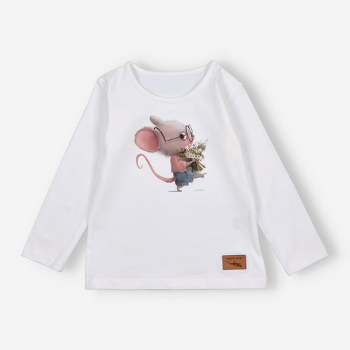 Bluză cu mânecă lungă ecru KAR-3008 Lagarto Verde pentru fete – elegantă, din bumbac, producție poloneză