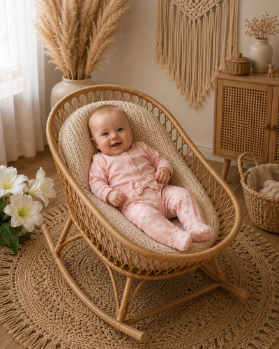 Pantaloni de pijama pentru bebeluși Mamatti PG16315 cu talie înaltă, roz, din bumbac