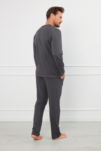 Salomon Pijama pentru bărbați cu mânecă lungă, pantaloni lungi Italian Fashion - grafit / miere