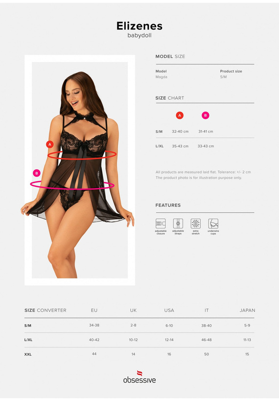 Elizenes Babydoll Koszulka damska Obsessive czarny