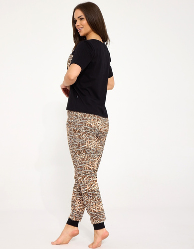 Cornette Margot 1114/515 Pijamale damă 100% bumbac maro cu dantelă