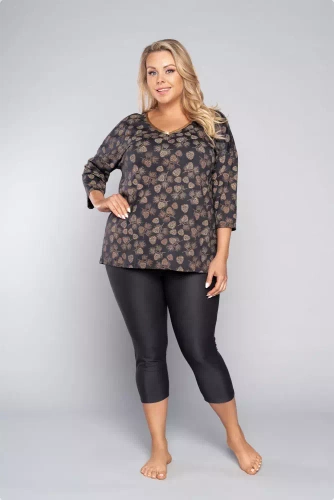 Pinnia Ladies' 3/4 sleeve pyjamas, 3/4 trousers Italian Fashion - print/graphite
