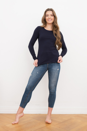 Ibiza Blouse Ladies mânecă lungă Italian Fashion - albastru marin