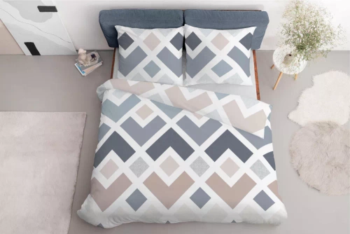 5026 A Lenjerie de pat microfibră cu geometrie Detexpol albastră