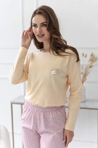 Pijamale damă Taro Marigold 3617, bumbac 100% măsliniu, mânecă lungă