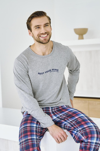 Pijamale barbati Franco 3478 Taro, gri - bumbac, maneci lungi, confort si stil