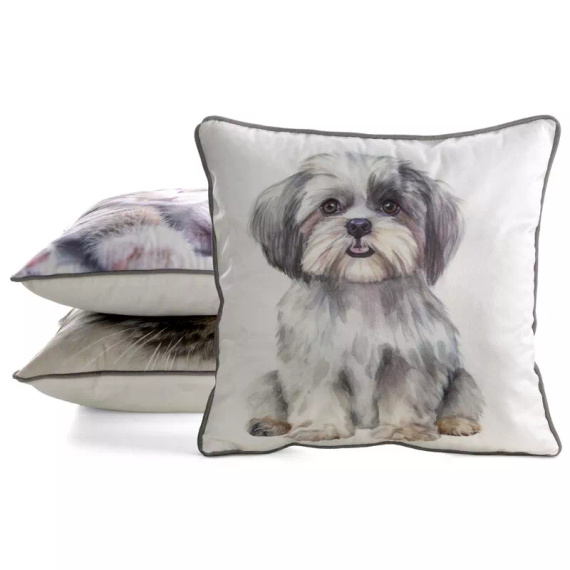 Față pernă Animal 45x45 catifea Eurofirany cu fermoar Shih Tzu
