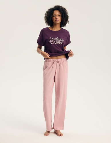Henderson Galla 45445 Pijamale damă 100% bumbac Pantaloni lungi violet-roz prăfuit