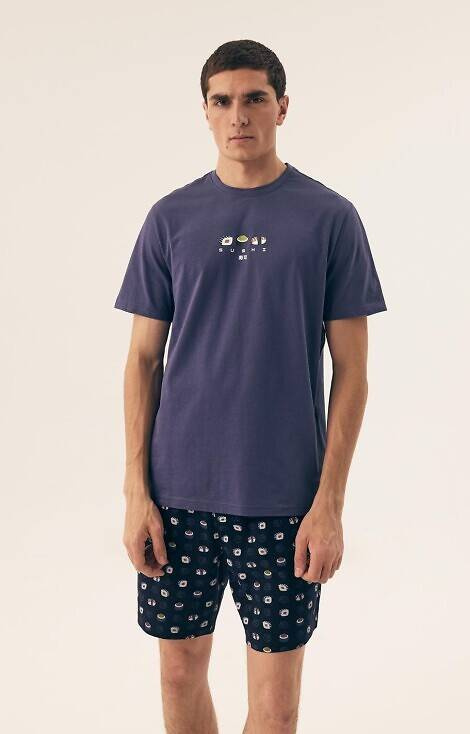 42606 Sake Pijamale pentru bărbați Core Henderson - albastru oțel