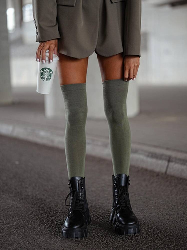 0293 Ciorapi netezi de dama peste genunchi Milena - masliniu