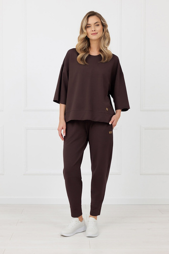 Bluza Kaori Italian Fashion 3/4 mânecă bumbac elastan - maro