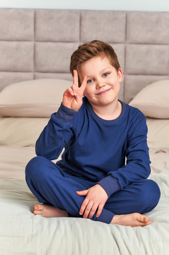 7351 Pijamale pentru copii din bumbac Doctor Nap - confort clasic - bleumarin