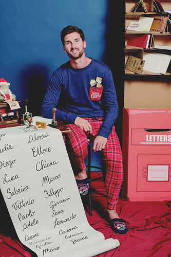 Pijamale Sorbetto pentru bărbați Gioew, albastre - Crăciun, în carouri, confortabile și elegante