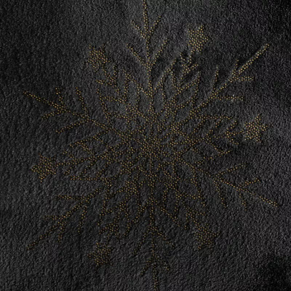 Pătură de Crăciun Eurofirany cu fulgi de zăpadă aurii și negru – Pătură moale din microfibră, 240 g/m²