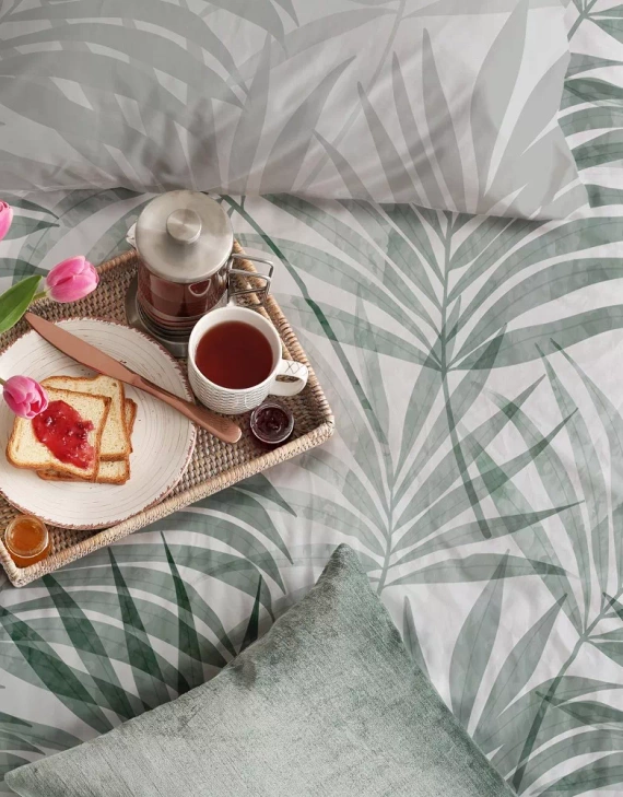 Milargo Verde 004 Lenjerie de pat din satin cu frunze Faro, gri