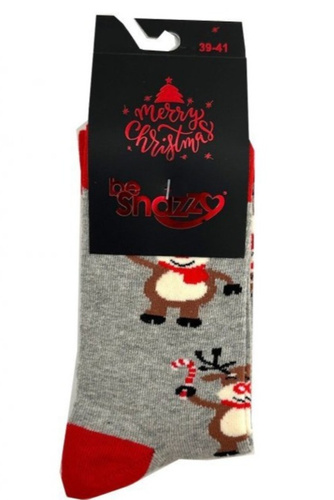 Șosete de Crăciun SKCH01 Be Snazzy, gri deschis, mărimea 6 – bumbac, cu model, cusături plate