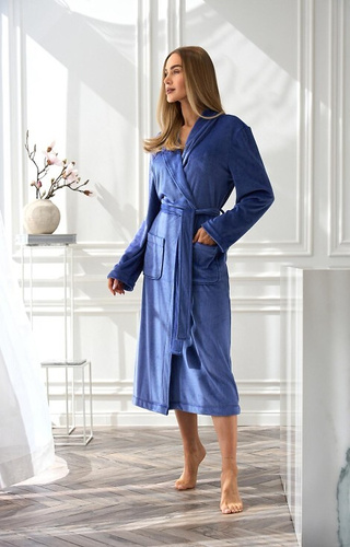 2510 Aura L&L halat de baie lung bleumarin – moale, calduros