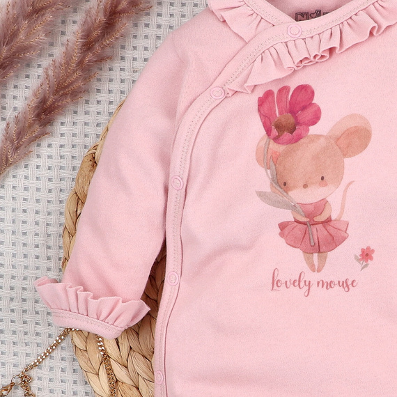 Salopetă Nini 100% Little Mouse bumbac organic pentru nou-născut