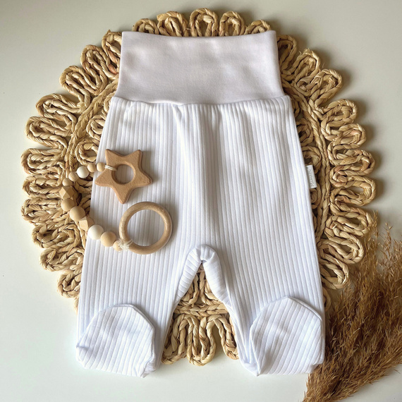 PD090 Costum de dormit pentru bebelusi cu dungi Mamatti - alb