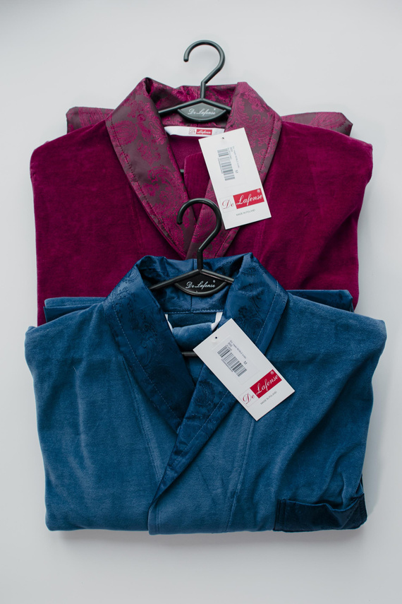 866 Noble Halat de baie de catifea De Lafense pentru bărbați - scurt, elegant, bumbac - denim