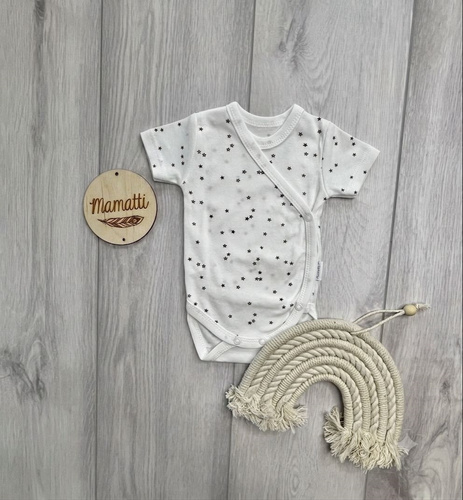 Mamatti BK16225 Body înfășurător pentru bebeluși, mânecă scurtă, cu stelute