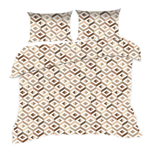 Set de lenjerie de pat 1760N Classic E24 Karo Bej Geometry din bumbac – 100% bumbac, rezistent, colorat, set de 2 piese
