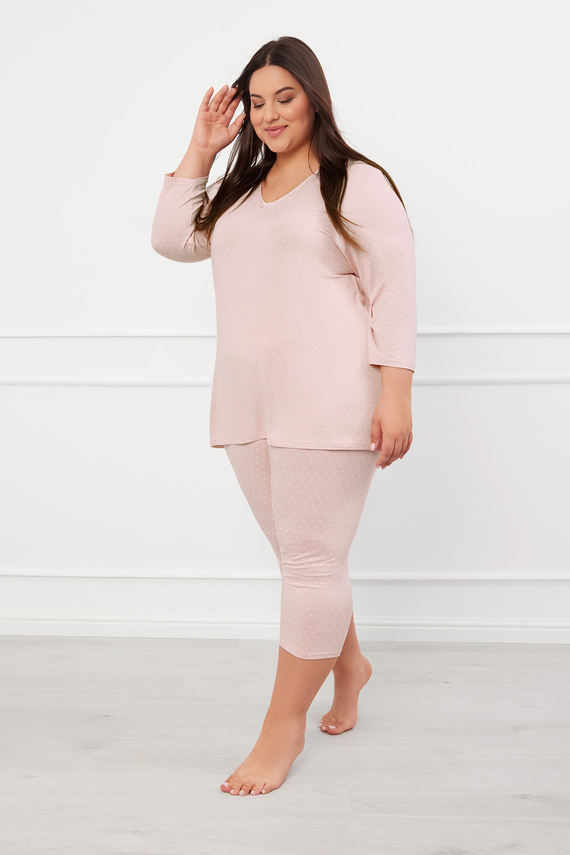 Pijama de damă Puntini 3/4 Italian Fashion - roz pudră
