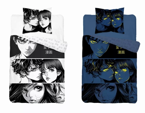 5207 A Fluo 40 Lenjerie de pat din bumbac strălucește în întuneric Anime Boy Girl Detexpol