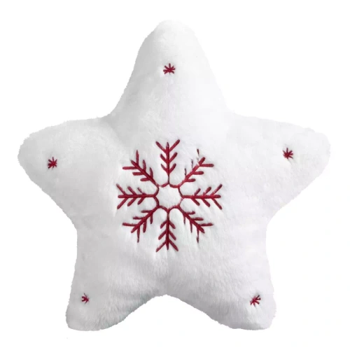 Eurofirany 366 pernă de Crăciun stea albă 36x36 catifea cu broderie