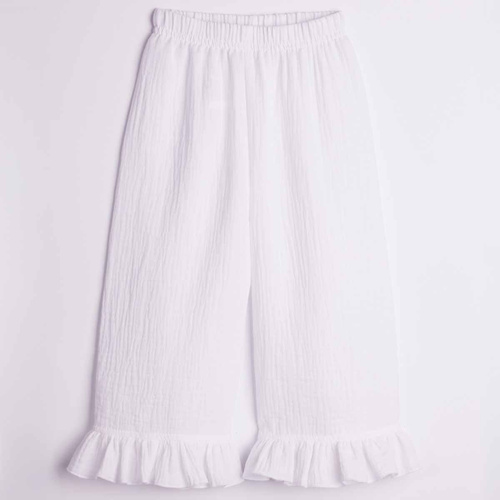 Pantaloni fete Nicol 224330 mușelin 100% bumbac largi de vară - albi