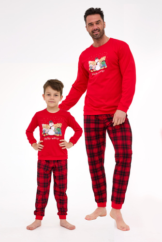 Pijamale bărbătești Cornette de iarnă 115/289 – Crăciun, roșu, bumbac, mâneci lungi