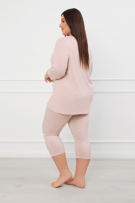 Pijama de damă Puntini 3/4 Italian Fashion - roz pudră