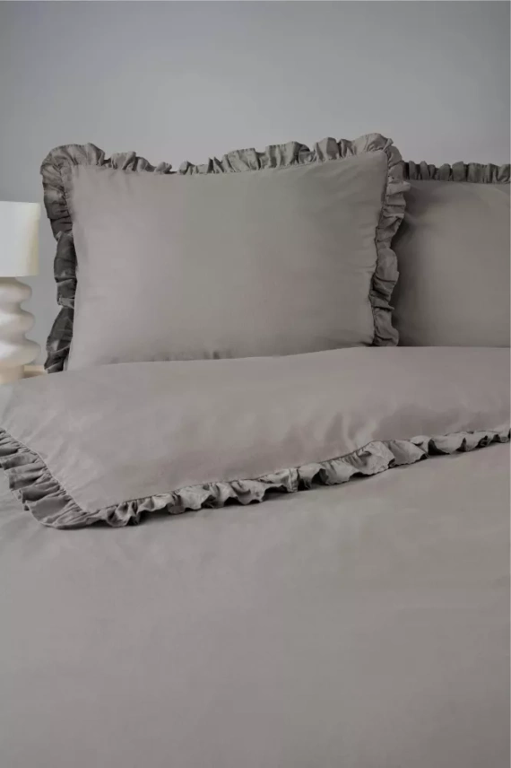 Pure 23 Lenjerie de pat din bumbac monocolor Detexpol gri închis