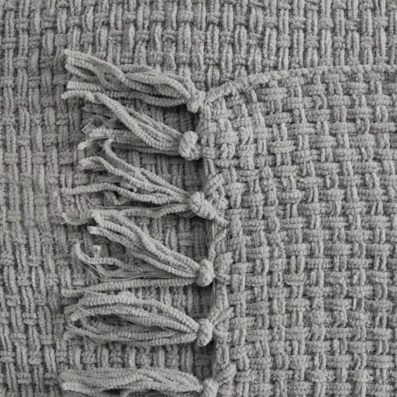 Patura Suzi, cuvertura de pat, tesuta cu franjuri, eurodrape, gri