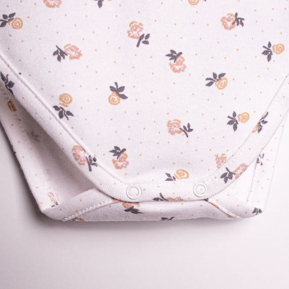 Body pentru fetiță Nicol 220095 cu mâneci scurte, bumbac, flori delicate