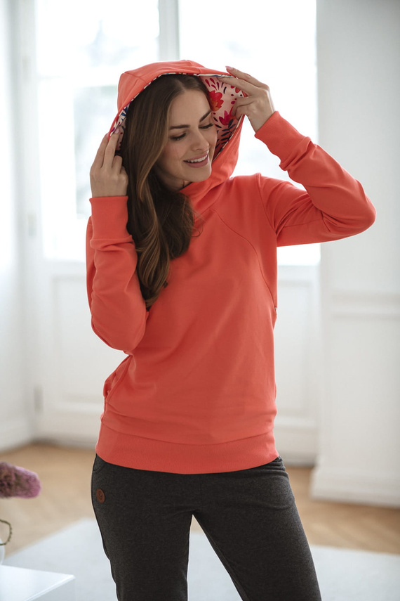 Hanorac de alăptare Milk Please Milk&Love cu glugă de corai