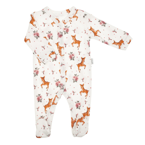 216031 Salopă pentru bebeluși Lala Nicol – bumbac, model cu căprioare și trandafiri