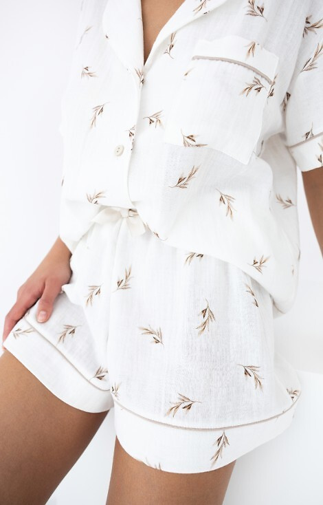 Pijama de muselina pentru dama Sensis Nastia - Ecru