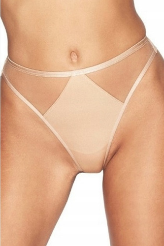 String Lou S-932/2 Kinga – Microfibră Netedă, Inserții Plasă Bej
