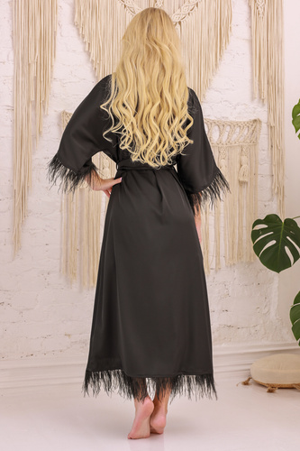 Diva Podomka Kalimo - satin cu pene, elegant și senzual, negru