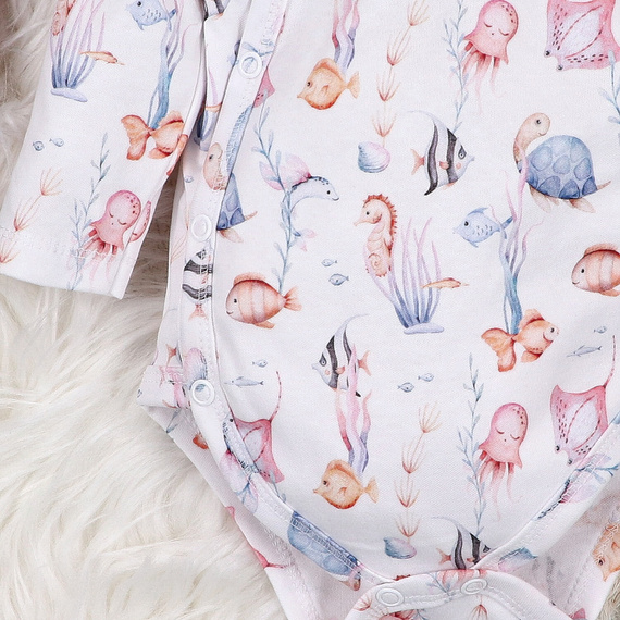 ABN-5471 Body plic Nini Underwater World cu mâneci lungi – bumbac organic, pentru bebeluși