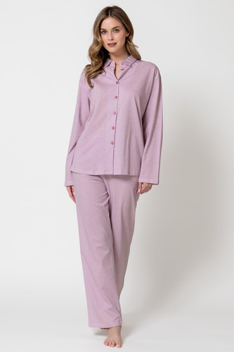 Pijamale damă Odessa 1821 Leveza roz, 100% bumbac, cu nasturi