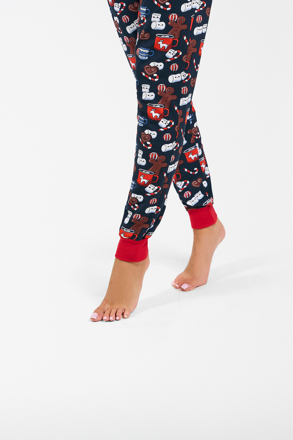 Makala Pijama cu mânecă lungă și pantaloni lungi de damă Italian Fashion - roșu/print